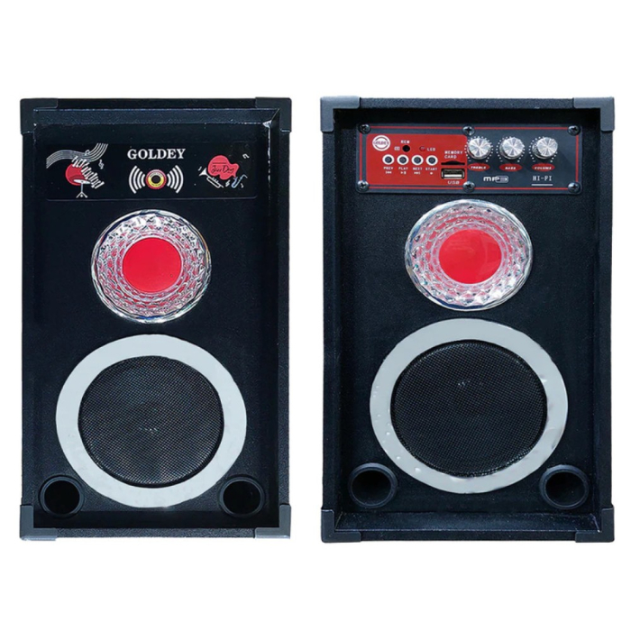 مضخم صوت مع ريموت كنترول جولدي بمدخل USB، مقاس 4 بوصة، قطعتين، GS-D405 - اسود