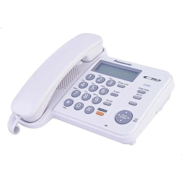 تليفون أرضي سلكي باناسونيك، شاشة رقمية، KX-TS580FX-W - ابيض