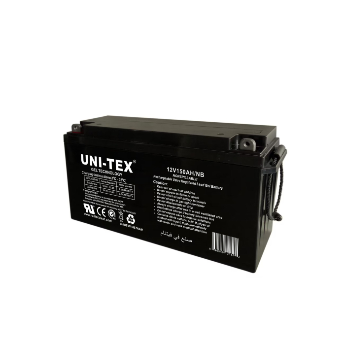 بطارية قابلة للشحن يونيتكس جيل، 12 فولت، 150 أمبير - أسود