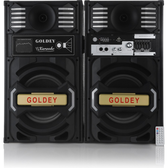 مضخم صوت مع ريموت كنترول جولدي بمدخل USB، مقاس 4 بوصة، قطعتين، RGP-102 - اسود