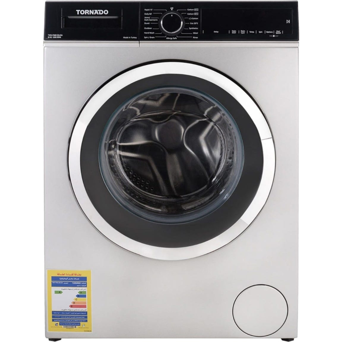 غسالة ملابس فول اوتوماتيك تورنيدو، 8 كيلو، 1200 لفة، TWV-FN812SLOA - فضى