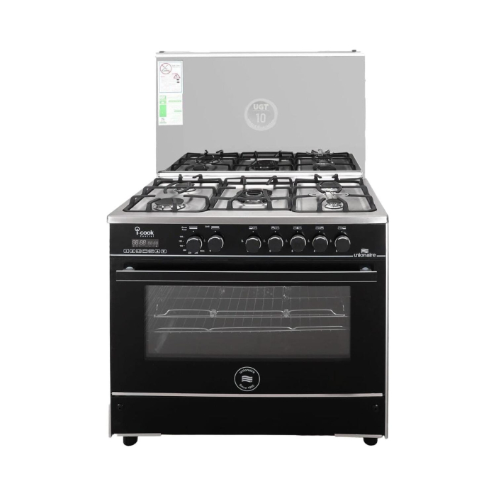 بوتاجاز يونيون اير، 5 شعلة، اشعال ذاتي كامل، 60×90 سم، C69SS-GC-511-ICSH-AL - فضي اسود