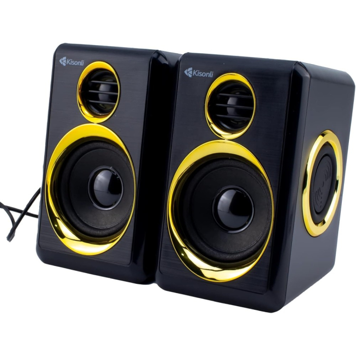 سماعة كومبيوتر كيسونلي سلكية، قطعتين، T-005 - اسود اصفر