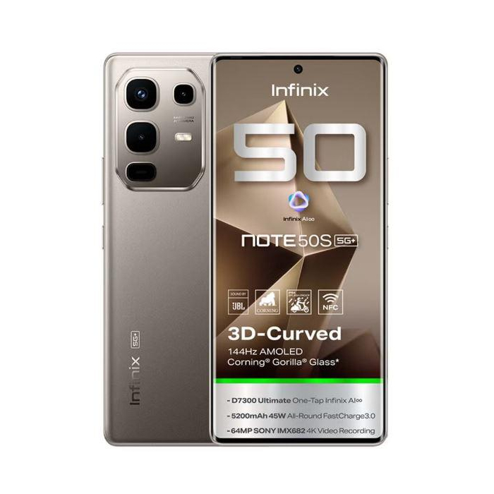 انفنيكس Note 50S بشريحتين اتصال، 256 جيجابايت، 8+8 جيجا رام، شبكة الجيل الخامس - رمادي