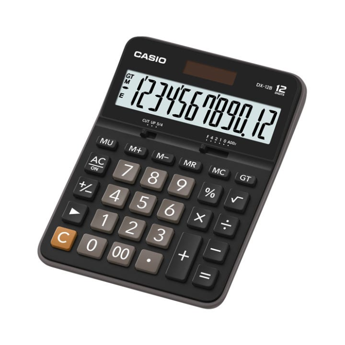 آلة حاسبة مكتبية عملية من كاسيو DX-12B-BK - أسود