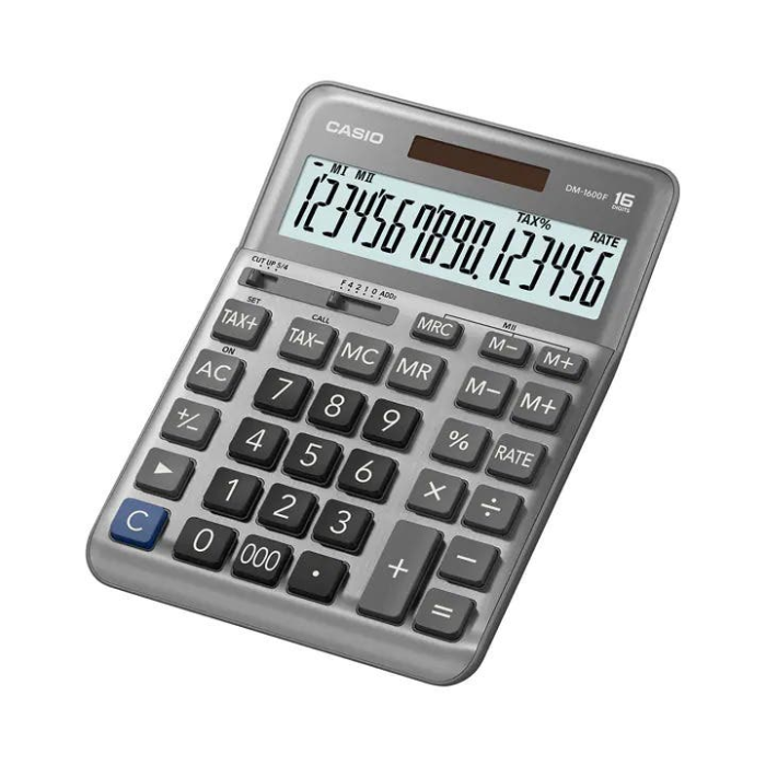 آلة حاسبة مكتبية كاسيو، DM-1600F - رمادي
