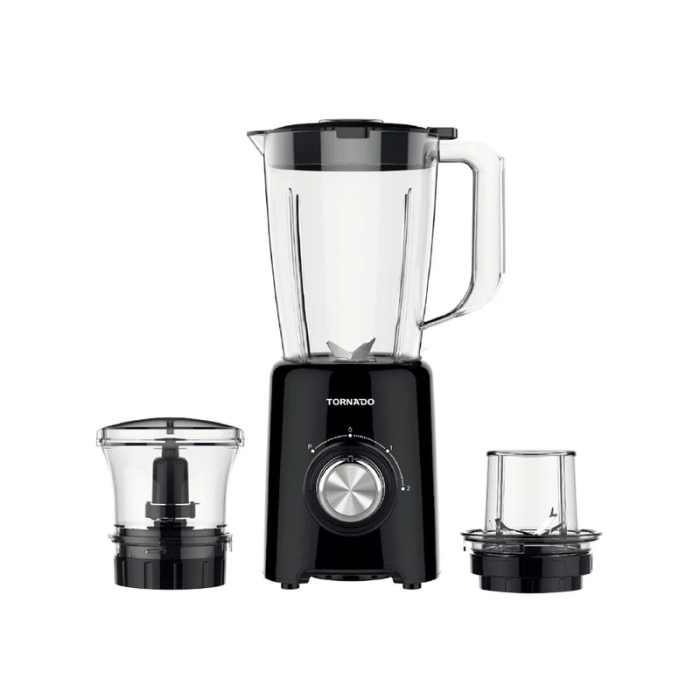 خلاط كهربائي تورنيدو 500 وات سعة 1.5 لتر بمطحنة كبة أسود BL-500T