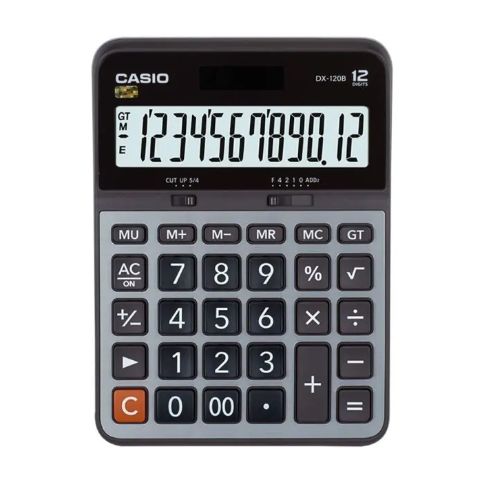 آلة حاسبة مكتبية عملية من كاسيو DX-120B - رمادي
