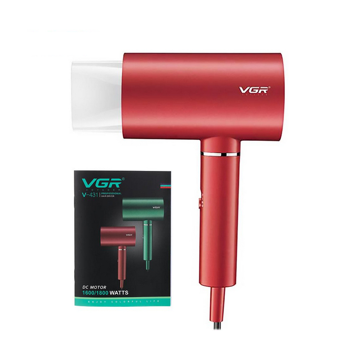 مجفف شعر في جي ار، 1800 وات، V-431 - احمر
