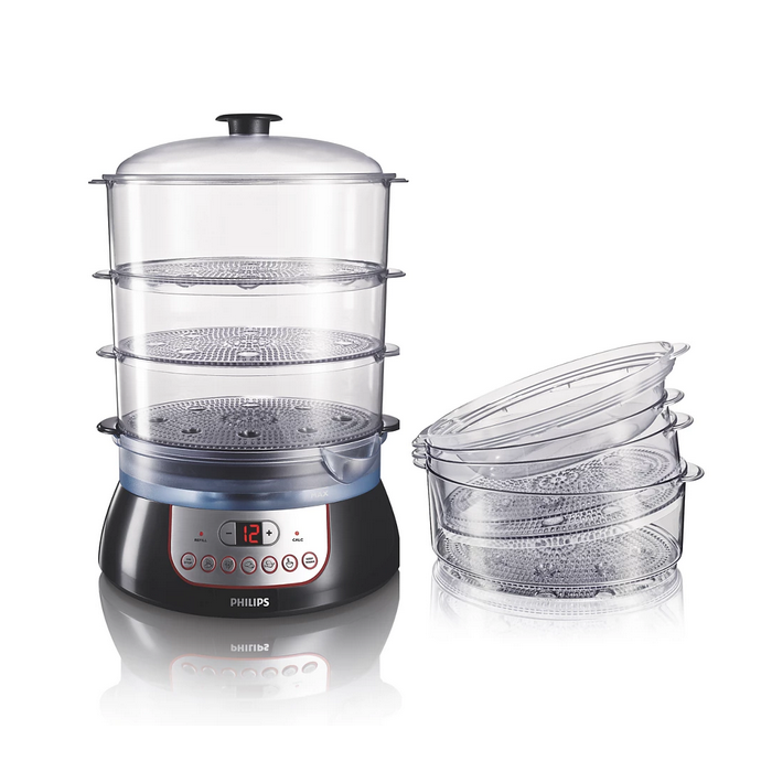 طاهية طعام عالبخار فيليبس، 900 وات، 10 لتر، HD9140 - اسود