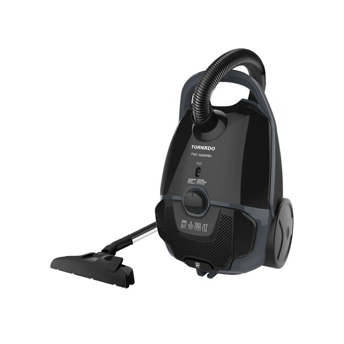 TORNADO TVC-1600MG Canister Vacuum Cleaner, 1600W - Black Grey
