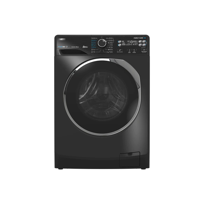 غسالة زانوسي تحميل امامي فول أوتوماتيك ستيم ماكس انفرتر، 8 كجم، ZWF8221BL7 - أسود