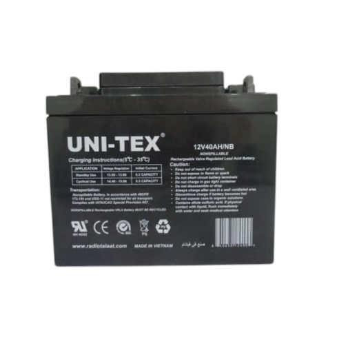 بطارية يونيتكس حمضية قابلة للشحن، 12V40AH/NB - أسود
