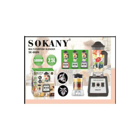 خلاط كهربائي سوكاني بمطحنة، 2.5 لتر، 5000 وات، اسود - SK-666N