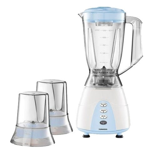خلاط كهربائي تورنيدو، 500 وات، 1.5 لتر ، 2 مطحنة ، MX5200/2-LBLUE - ازرق فاتح