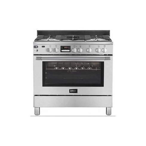 بوتجاز غاز زانوسي ديجيتال، 5 شعلة، 90 سم، فضي - ZCG92696XA