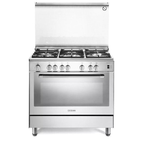 بوتجاز غاز اوشن، 5 شعلة، 90 سم، ستانلس ستيل - DKC90X5VIPROF