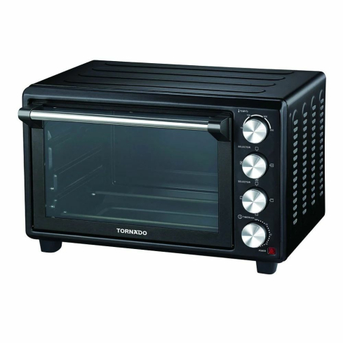 فرن كهربائي تورنيدو 66 لتر 2200 وات شواية مروحة أسود TEO-66KD-BK