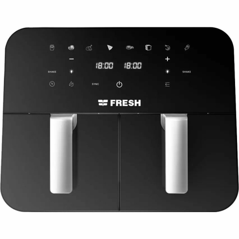 قلاية بدون زيت فريش FAF-D2400B ديجيتال مع وعائين، 4.5x2 لتر، 2400 وات، اسود - Fresh-500017962