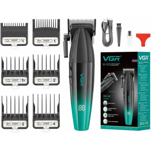 مجموعة ماكينة حلاقة في جي آر بريميوم، 9000 دورة في الدقيقة، سرعتين، V-003 - أخضر أسود