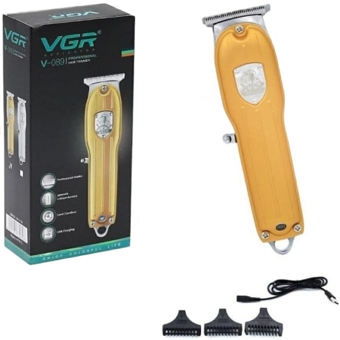 ماكينة حلاقة في جي آر بروفيشنال قابلة للشحن، V-089 - ذهبي