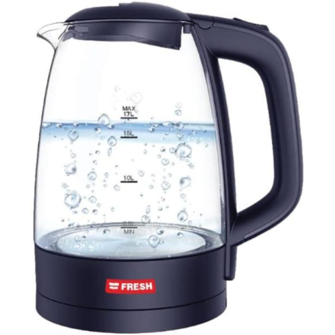 غلاية فريش زجاجية كهربائية، سعة 1.7 لتر - أسود