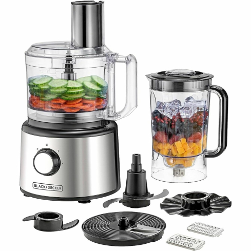 محضر طعام بلاك آند ديكر، 750 وات، 2.3 لتر، FX760SB-B5 - فضي