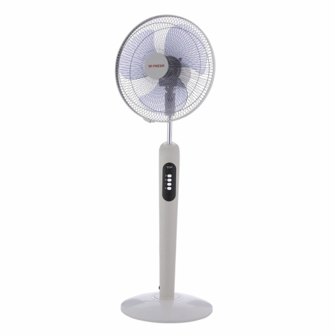 مروحة ستاند فريش بدون ريموت، 16 بوصة، 3 ريش، 3 سرعات - أبيض رمادي