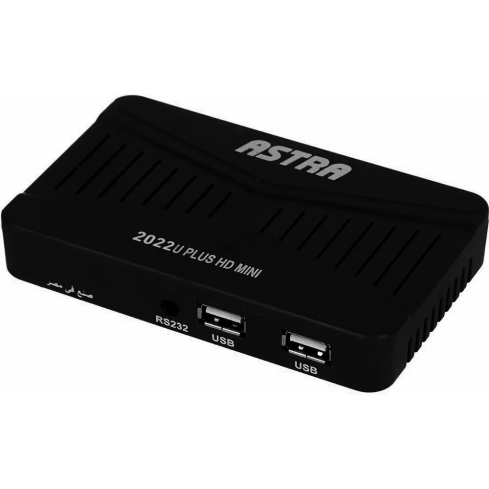 ريسيفر ميني أسترا إتش دي للأقمار الصناعية، 2 ريموت كنترول، 2022U Plus - أسود