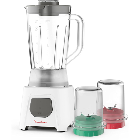 خلاط مولينكس بلينديو مع مطحنة ومبشره ، سعة 1.5 لتر، 450 وات، أبيض - LM2B3126