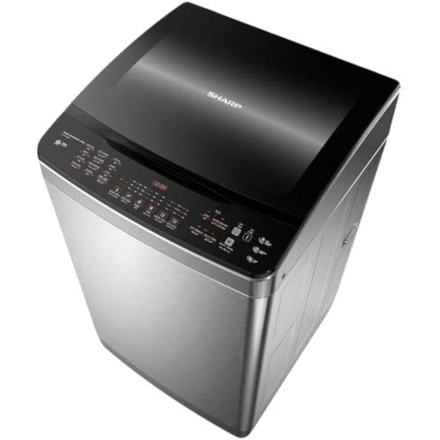 غسالة ملابس فوق اتوماتيك شارب تحميل علوي، 15 كيلو، شاشة تاتش ديجيتال، انفرتر، ES-TD15GSSP - فضي