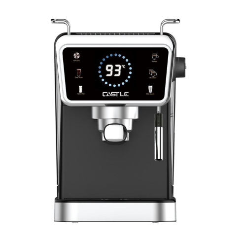 Castle Digital Espresso Coffee Machine With Steam Pump, 1350 Watt, 1.5 Liter, Black Silver - CMD1370
