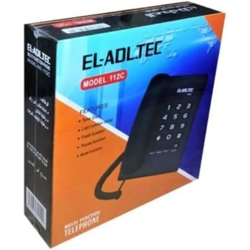 تليفون ارضي العدل تك سلكي 112C - اسود