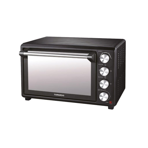 فرن كهربائي تورنيدو 55 لتر 2200 وات شواية مروحة أسود TEO-55KDM-BK