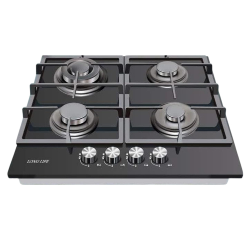 مسطح بلت ان غاز لونج لايف مسطح زجاجي أمان كامل، 4 شعلات - أسود