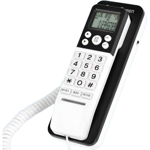 هاتف أرضي سلكي من العدل تك، أسود-أبيض- 108BE