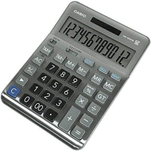 آلة حاسبة مكتبية كاسيو، DM-1200FM - رمادي