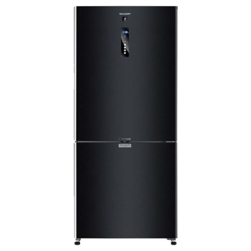 ثلاجة شارب بفريزر سفلي ديجيتال، نوفروست، بابين، سعة 558 لتر، SJ-PV73K-BK - أسود