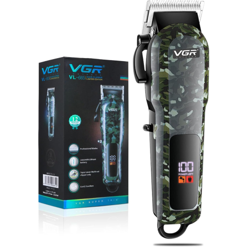 ماكينة قص الشعر الاحترافية الرقمية VGR V-665 للرجال - متعددة الألوان