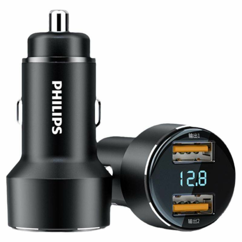 شاحن سيارة فيليبس USB ديجيتال، بقوة 12 وات، 2202 - أسود
