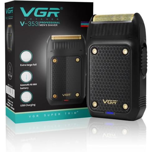 ماكينة حلاقة كهربائية احترافية قابلة لإعادة الشحن VGR V-353 رفيعة للغاية - أسود