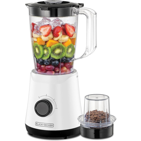 خلاط بلاك أند ديكر مع مطحنة، 500 وات، سعة 1.5 لتر، BX520-B5 - ضمان دولي -أبيض