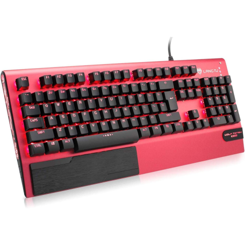 لوحة مفاتيح لانجتو سلكية ميكانيكية للألعاب، K1000 - أحمر أسود
