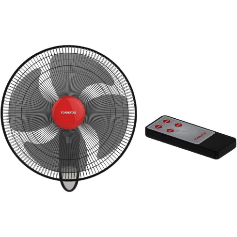مروحة حائط تورنيدو بريموت كنترول، 18 بوصة، 4 ريش، EPS-18R - أسود