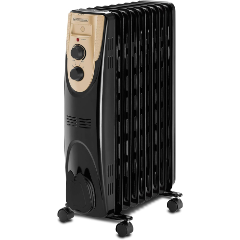 دفاية زيت بلاك اند ديكر، 9 ريشة، 2000 وات، OR090D - اسود