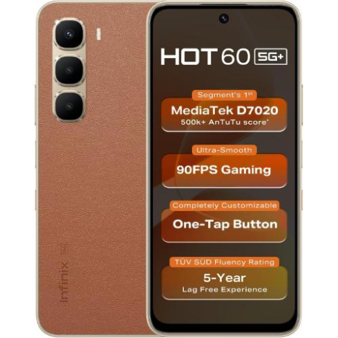 هوت 60 شريحتين، 128 جيجابايت، 6+6 جيجابايت رام، موبايل انفنيكس G5+ -بني