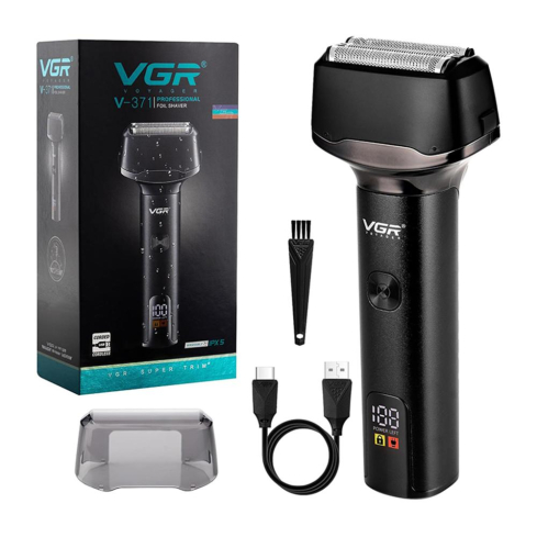 ماكينة قص الشعر VGR V-371 عالية الجودة مقاومة للماء وقابلة لإعادة الشحن- أسود