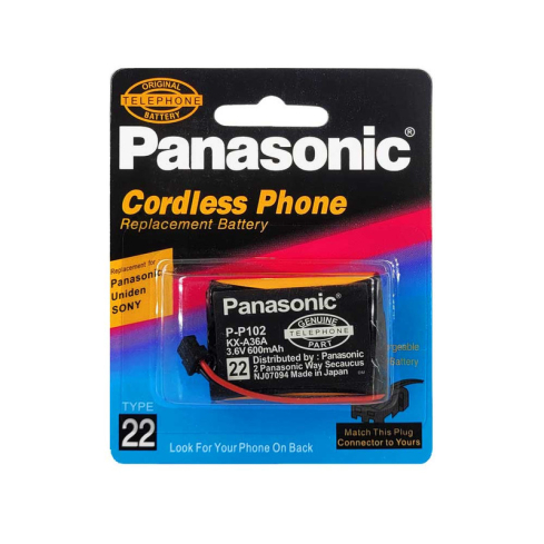 بطارية قابلة لإعادة الشحن لهاتف باناسونيك اللاسلكي P-P102، سعة 600 مللي أمبير - أسود
