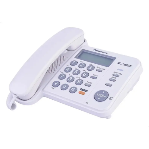 تليفون أرضي سلكي باناسونيك، شاشة رقمية، KX-TS580FX-W - ابيض