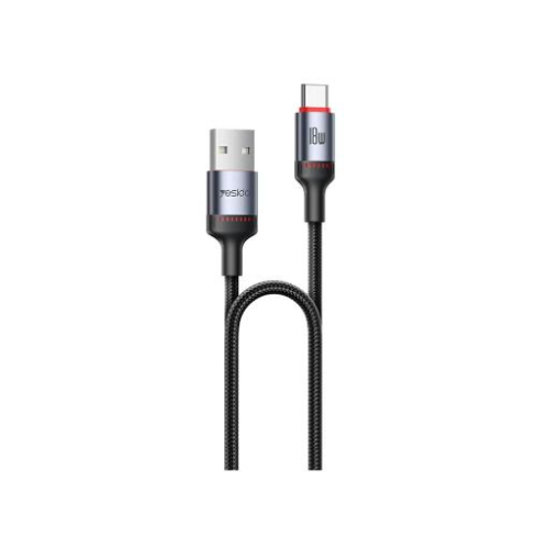 Yesido CA129C 1.2M USB To Type-C 18W Fast Chagrging Built-in Smart Chip Aluminum Alloy Braided Data Cable
